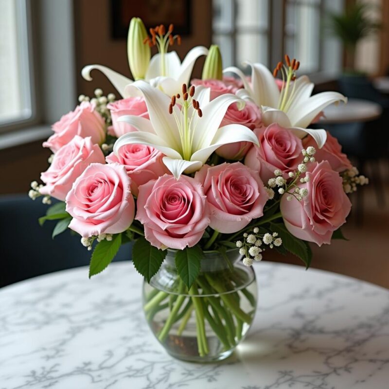12 Roses 3 liles-$112
