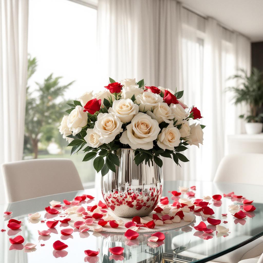 Anniversary Flowers arrangement in dining room Anniversary Flowers