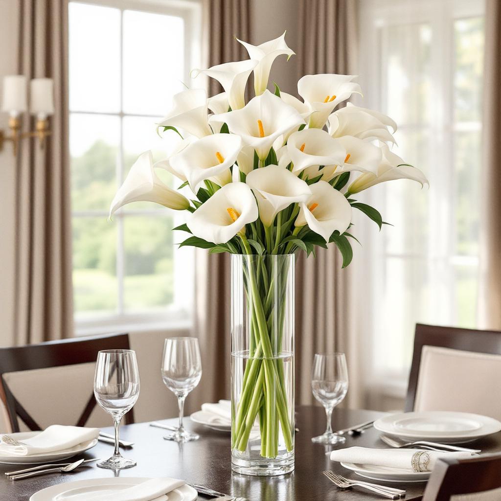 Calla Lily flower arrangement in dining room Calla Lily