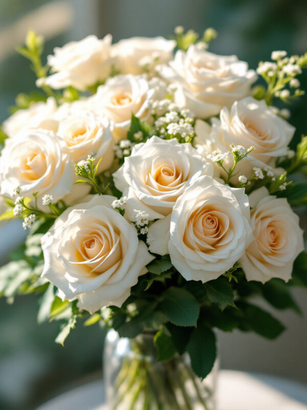 15 white roses bouquet( 125.00